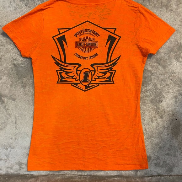 Orange Burnout Harley Tee - Picture 5 of 7